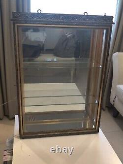 Antique French Gold Painted Mirror Cabinet With Light, Key And 2 Shelves. 30 In