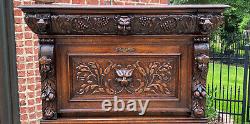 Antique French Gothic Cabinet Bar Liquor Cupboard Fall Front Oak Renaissance