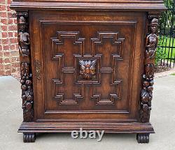 Antique French Gothic Cabinet Bar Liquor Cupboard Fall Front Oak Renaissance