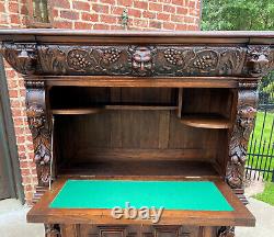 Antique French Gothic Cabinet Bar Liquor Cupboard Fall Front Oak Renaissance