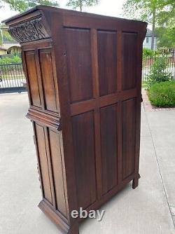 Antique French Gothic Cabinet Bar Liquor Cupboard Fall Front Oak Renaissance