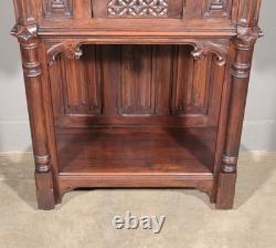 Antique French Gothic Revival Cabinet/Bar Cabinet in Highly Carved Chestnut Wood