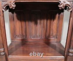 Antique French Gothic Revival Cabinet/Bar Cabinet in Highly Carved Chestnut Wood