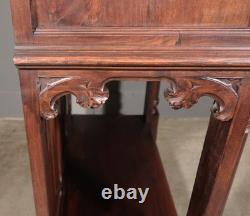 Antique French Gothic Revival Cabinet/Bar Cabinet in Highly Carved Chestnut Wood