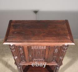 Antique French Gothic Revival Cabinet/Bar Cabinet in Highly Carved Chestnut Wood
