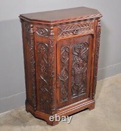 Antique French Gothic Revival Cabinet/Console/Sideboard, Highly Carved Chestnut