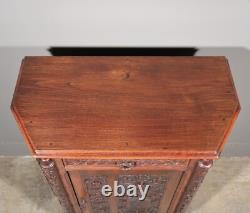 Antique French Gothic Revival Cabinet/Console/Sideboard, Highly Carved Chestnut