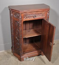 Antique French Gothic Revival Cabinet/Console/Sideboard, Highly Carved Chestnut
