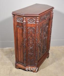 Antique French Gothic Revival Cabinet/Console/Sideboard, Highly Carved Chestnut