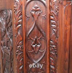 Antique French Gothic Revival Cabinet/Console/Sideboard, Highly Carved Chestnut