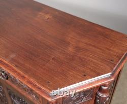 Antique French Gothic Revival Cabinet/Console/Sideboard, Highly Carved Chestnut