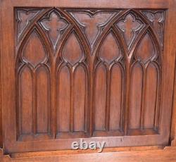 Antique French Gothic Revival Cabinet/Sideboard, Solid Walnut Wood by M Lerolle
