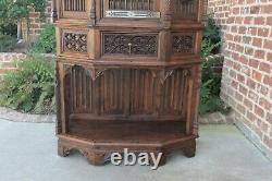 Antique French Gothic Sacristy Vestry Altar Wine Cabinet Bar Catholic Carved Oak