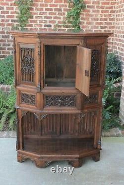 Antique French Gothic Sacristy Vestry Altar Wine Cabinet Bar Catholic Carved Oak