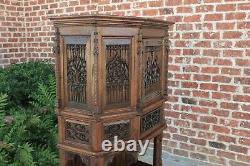 Antique French Gothic Sacristy Vestry Altar Wine Cabinet Bar Catholic Carved Oak