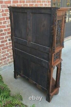 Antique French Gothic Sacristy Vestry Altar Wine Cabinet Bar Catholic Carved Oak