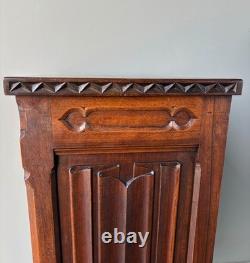 Antique French Gothic Solid Walnut Night Stand/Cabinet With Detailed Carvings
