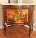 Antique French Hand Painted Marble Top Cabinet With Decorative Scenes