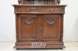 Antique French Hunt Cabinet Circa 1900 Classical Revival With Beveled Mirror Top