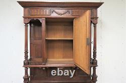 Antique French Hunt Cabinet Circa 1900 Classical Revival With Beveled Mirror Top