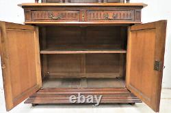 Antique French Hunt Cabinet Circa 1900 Classical Revival With Beveled Mirror Top