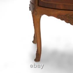 Antique French Louis XV Mahogany & Satinwood Vitrine with Floral Marquetry C1890