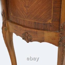 Antique French Louis XV Mahogany & Satinwood Vitrine with Floral Marquetry C1890