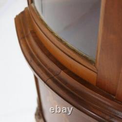 Antique French Louis XV Mahogany & Satinwood Vitrine with Floral Marquetry C1890