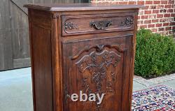 Antique French Louis XV Style Cabinet Cupboard w Drawer Carved Oak Tall 1920s