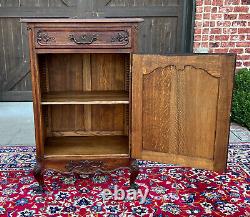 Antique French Louis XV Style Cabinet Cupboard w Drawer Carved Oak Tall 1920s