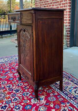 Antique French Louis XV Style Cabinet Cupboard w Drawer Carved Oak Tall 1920s