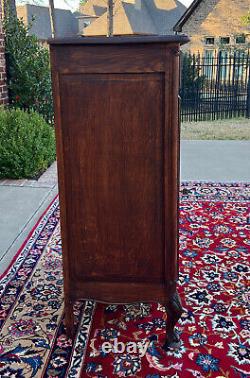 Antique French Louis XV Style Cabinet Cupboard w Drawer Carved Oak Tall 1920s