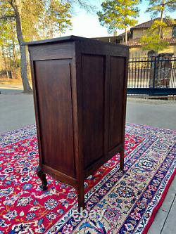 Antique French Louis XV Style Cabinet Cupboard w Drawer Carved Oak Tall 1920s