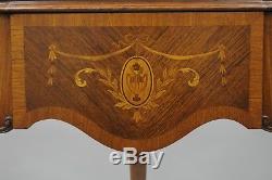 Antique French Louis XV Style Inlaid Petite Corner Cabinet Walnut China Curio
