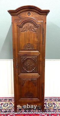 Antique French Louis XVI Armoire Cupboard Linen Cabinet Bonnetiere Mahogany