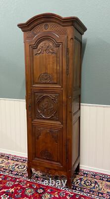 Antique French Louis XVI Armoire Cupboard Linen Cabinet Bonnetiere Mahogany