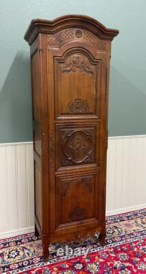 Antique French Louis XVI Armoire Cupboard Linen Cabinet Bonnetiere Mahogany
