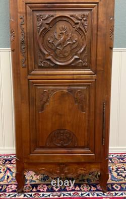 Antique French Louis XVI Armoire Cupboard Linen Cabinet Bonnetiere Mahogany
