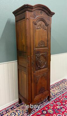 Antique French Louis XVI Armoire Cupboard Linen Cabinet Bonnetiere Mahogany