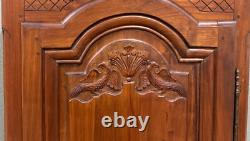 Antique French Louis XVI Armoire Cupboard Linen Cabinet Bonnetiere Mahogany