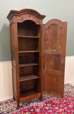 Antique French Louis XVI Armoire Cupboard Linen Cabinet Bonnetiere Mahogany