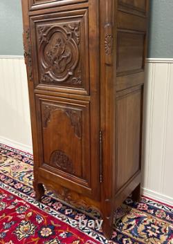 Antique French Louis XVI Armoire Cupboard Linen Cabinet Bonnetiere Mahogany