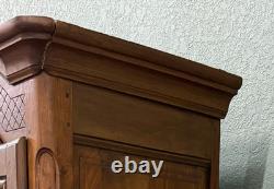 Antique French Louis XVI Armoire Cupboard Linen Cabinet Bonnetiere Mahogany