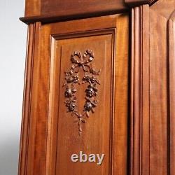 Antique French Louis XVI Carved Mahogany Triple Door Mirrored Armoire 19th C