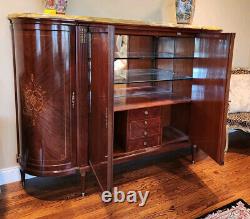 Antique French Louis XVI Large Inlaid Sideboard Bar Buffet Spectacular Onyx Top