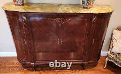 Antique French Louis XVI Large Inlaid Sideboard Bar Buffet Spectacular Onyx Top