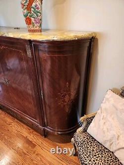 Antique French Louis XVI Large Inlaid Sideboard Bar Buffet Spectacular Onyx Top