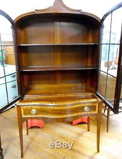 Antique French Mahogany & Satinwood Freestanding Vitrine Display Cabinet