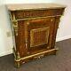 Antique French Marquetry Inlaid Ormolu Louis Xv Pier Cabinet With Marble Top