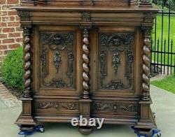 Antique French Oak BARLEY TWIST Bar Liquor Cabinet Buffet Renaissance Server